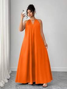 Elenzga Plus Size Women's Elegant Woven Short Sleeve Blue Beaded Decor Fitted Blouse - Orange - View 7