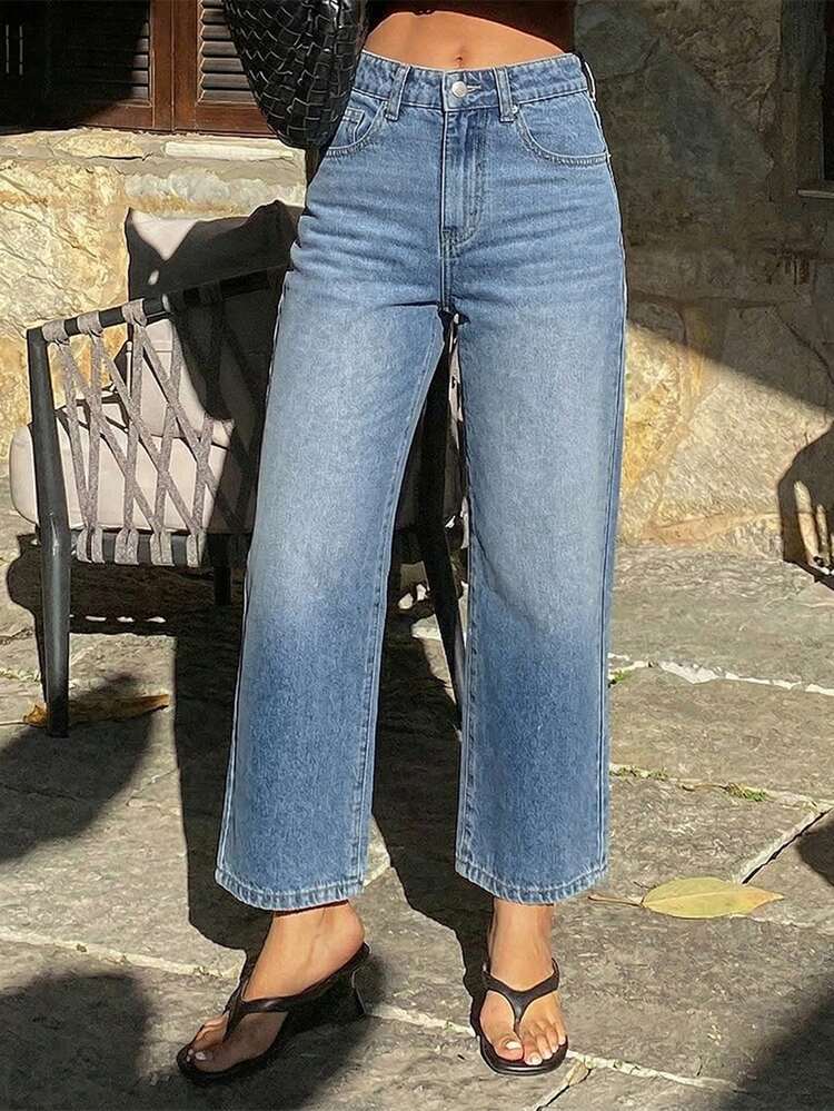Women's Straight Leg Cropped Casual Jeans