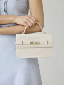 MOTF WOMEN'S FASHION HANDBAG, EXQUISITE STRAPS, SHOPPING COMMUTER SMALL SQUARE BAG - Beige - View 7