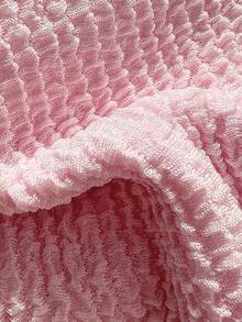 SHEIN Swim Mod Swim Mod-D Women's Jacquard Fabric Spaghetti Strap High Cut Bikini Set, Spring/Summer - Pink - View 7