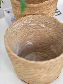 1/3PCS Holds Standard Pots Handwoven Breathable Boho Natural Beige Wicker Flower Pot Cover Seagrass Rope Planter Basket For Living Room Balcony Decor Home Decor - Multicolor - View 4