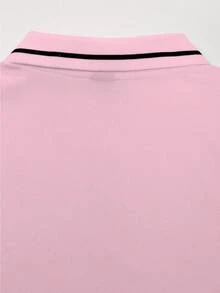Manfinity Mode Camisa polo casual de manga corta con estampado de caballero para hombre - Rosa - Ver 6