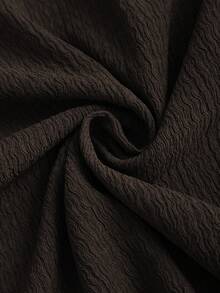 Sweetra Asymmetrical Shoulder Tie-Up Summer Minimalist Design Dress - Coffee Brown - View 3