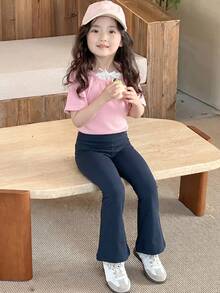 Dazy Kids Celana Legging Kasual Warna Polos untuk Anak Perempuan - Navy Blue - View 7