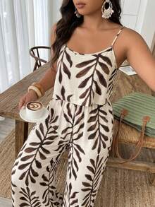 SHEIN Frenchy 大码休闲度假纹理纯色连体裤 - 彩色 - 查看 10