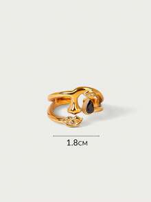 Glisma Anillo con diseño geométrico elegante y retro de moda - Dorado - Ver 6