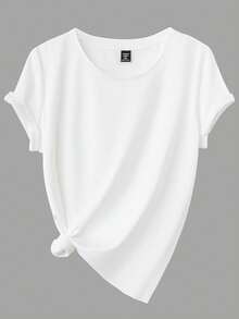 Calvaya Kaos Lengan Pendek Kasual Leher Bulat Ukuran Besar Warna Polos + Motif Polkadot, Musim Panas - MultiWarna - View 4