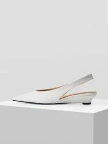 MOTF PREMIUM WOMEN POINT TOE SLINGBACK PUMPS, FOR VALENTINE'S DAY, SPRING SHOES, SPRING BREAK EASTER PROM HEELS FOR CHRISTMAS - White - View 2