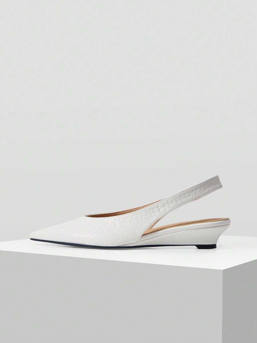 MOTF PREMIUM WOMEN POINT TOE SLINGBACK PUMPS, FOR VALENTINE'S DAY, SPRING SHOES, SPRING BREAK EASTER PROM HEELS FOR CHRISTMAS - White - View 2