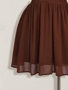 SHEIN ICON Đầm chữ A cỡ lớn cổ chữ V xếp nếp, thích hợp cho kỳ nghỉ biển, phong cách Boho, Hippie, Y2K, mùa hè, ngày Valentine, đầm hẹn hò thanh lịch. - Màu nâu  Mocha - Xem 8