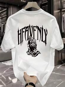 Nueva Camiseta casual de cuello redondo de manga corta para hombres camiseta de moda de perfil relajado patrón de dibujos animados blusa impresa t - Blanco - Ver 3