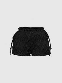 ROMWE Avant Conjunto de 2 piezas de top con tirantes finos y espalda descubierta, y shorts bombachos, con decoración de cuentas de madera estilo Y2K para mujeres - Negro - Ver 4
