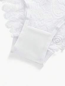 Bisouelle Bộ 4 quần lót ren trơn màu thanh lịch dành cho nữ - trắng - Xem 3