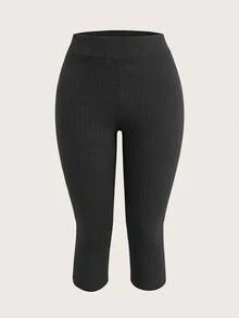 SHEIN EZwear 2 chiếc quần legging nữ màu đen và xám dài đến khuỷu tay, kiểu dáng ôm sát, thích hợp cho mùa hè. - màu đen - Xem 5