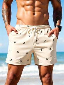 Palasendo Men's Casual 2-In-1 Drawstring Beach Shorts - Khaki - View 4