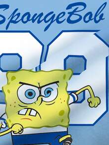 SpongeBob SquarePants | SHEIN 大码卡通印花圆领短袖T恤 - 白色 - 查看 8