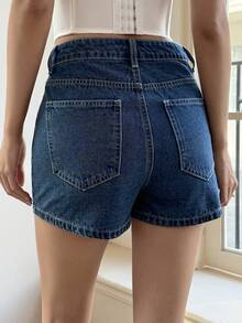 DAZY Women's Regular Mid-Waist Rhinestone Embellished Denim Shorts Jorts Summer - Medium Wash - View 5