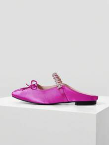 MOTF MARY JANE FLATS WITH SQUARE TOE AND RHINESTONE DETAIL FOR CHRISTMAS - Rusty Rose - View 3