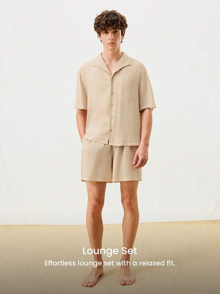 Summer Breathable Beige Textured Shorts