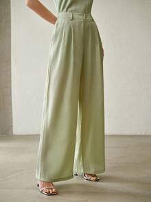 MOTF PREMIUM WOMEN'S PLICATED SOLID COLOR PANTS - Green - View 5