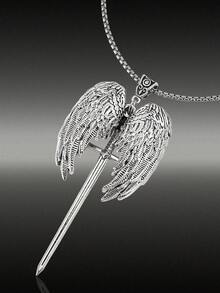 A Hot-Selling Fashion Retro Gothic Style Wing Shape Pendant Necklace - Substitute Platinum - View 2