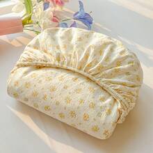 Cirelle 1pc Polyester Floral Fitted Sheet, Vintage Flower Printed Bed Sheet Only, All-Around Elastic Mattress Cover - Orange Sea - View 9