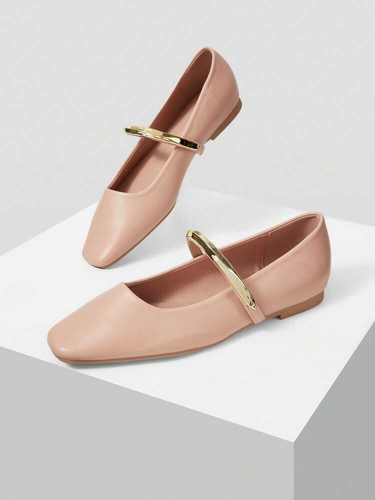 ELEGANT COMMUTING VERSATILE METAL RING WOMEN FLAT SHOES FOR CHRISTMAS