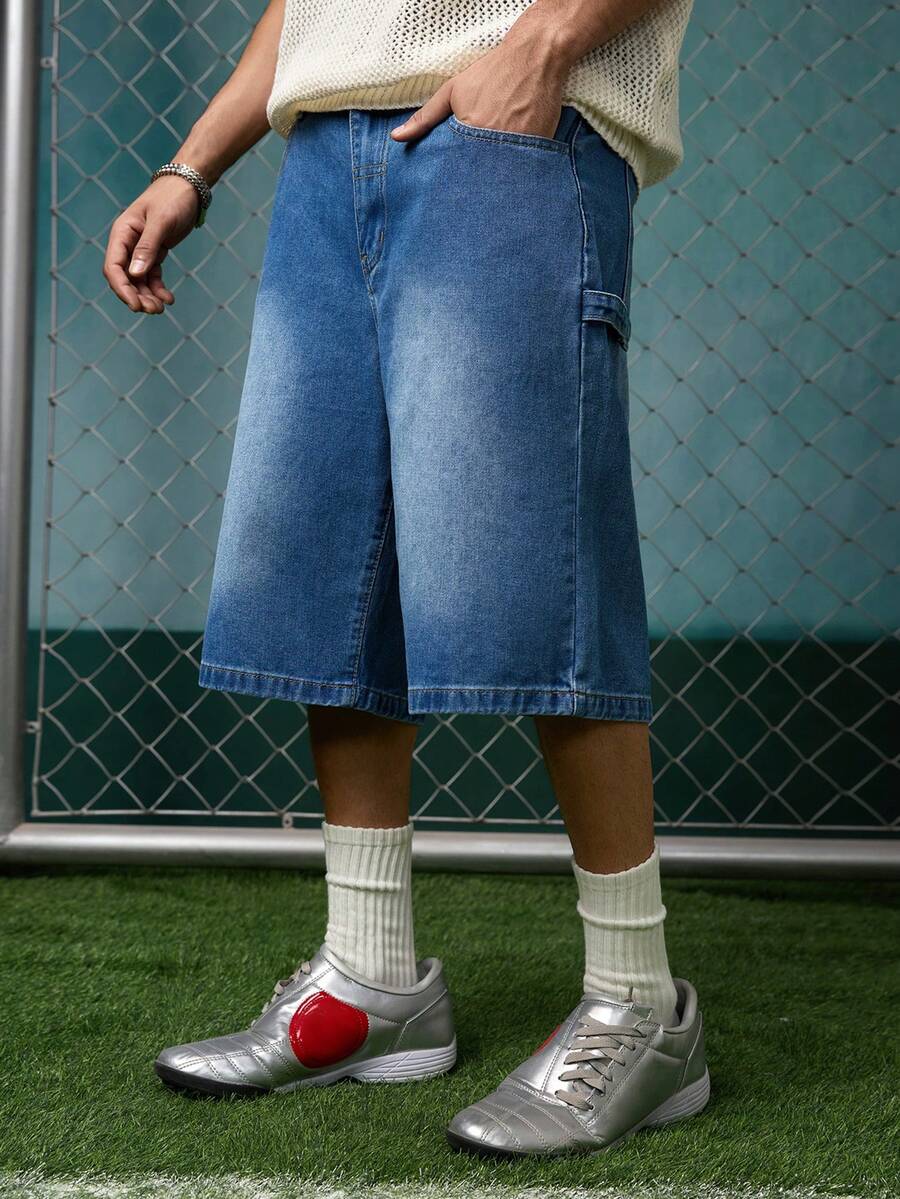 EVRINFINITE New Spring/Summer Fashion Casual Washed Denim 7/8 Pants, Loose Versatile Minimalist Style Jeans - Blue - View 1