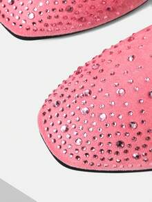 MOTF PREMIUM WOMEN'S COMMUTING CASUAL COMFORTABLE VERSATILE MARY JANE SQUARE TOE DIAMOND FLAT SHOES FOR CHRISTMAS - Coral Pink - View 5