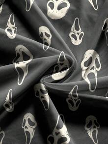 ROMWE Goth Little Devil Mask Dark Scream Horror Summer Sexy Sheer Mesh Plus Size Women's Tank Top - Black - View 4
