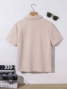 SHEIN 青少年男童休闲舒适百搭拼接印花图案翻领 Polo 衫 - 彩色 - 查看 2