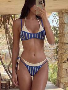 Bonvoyette Bộ bikini hai dây kiểu dáng mùa hè, quần bikini tam giác, đồ bơi dự tiệc, bãi biển ngoài trời, hồ bơi, năm mới, Giáng sinh, gợi cảm, quyến rũ, không gọng, thanh lịch, ngọt ngào, thường ngày, bikini hai dây, đồ bơi - Nhiều màu - Xem 4