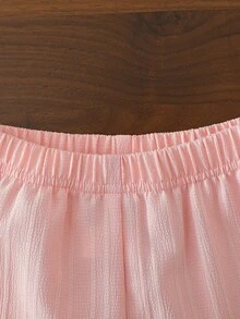 SHEIN 2件組女嬰夏季套裝 可愛粉色花卉印花套頭T恤與長褲套裝 適合度假、日常穿著、情人節 - 粉色 - 查看 8