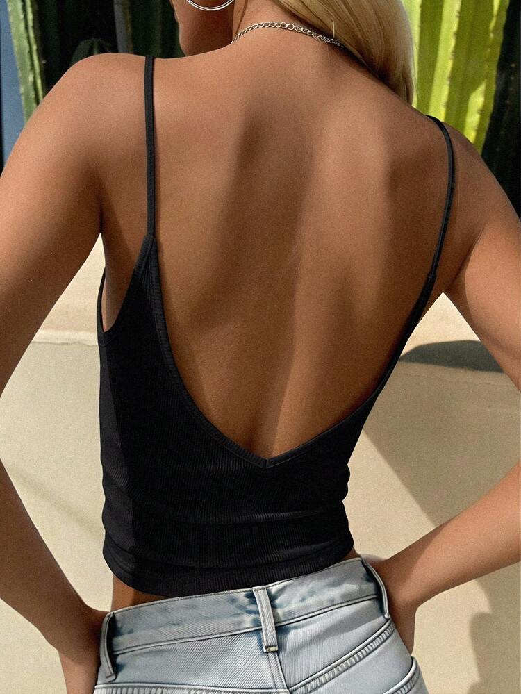 Women's Square Neck Fitted Cropped Camisole Tank Top, Casual Street Style Undershirt For Summer