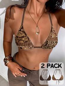 Aloruh Bộ bikini 2 mảnh mùa hè mới về dành cho nữ, họa tiết Paisley màu nâu, đồ bơi gợi cảm cho các bữa tiệc, lễ hội âm nhạc, trang phục đi biển cho nữ. - Nhiều màu - Xem 3