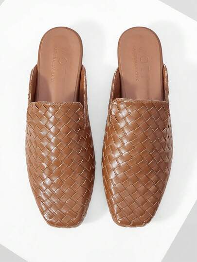 MOTF PU LEATHER BRAID SQUARE TOE FLATS
