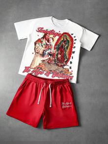 PAVTROS Young Men's Street Style Casual T-Shirt Set - Red - View 3