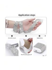 1 5ROLLS 2MM SELF ADHESIVE CRYSTAL RHINESTONE STRIP SILVER FOR DIY CAR PHONE HOME DECOR BIRTHDAY GRADUATION FESTIVAL GIFT - silver - View 5