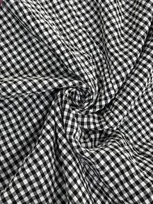 Weeklong Plus Size Women Plaid Ruffle Hem Casual Strap Dress - Black and White - View 2