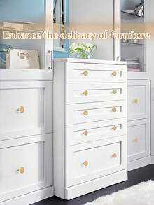 12PCS Golden Minimalist Round Drawer Handle Functional Modern Smooth Durable Rust Resistant Easy Install Versatile For Home Kitchen Bathroom Cabinet Cupboard Wardrobe Office Decor Hardware Accessories Drawer Pulls Upgrade Your Furniture - Multicolor - Gold - View 4