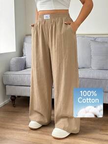 Solflare New Arrival Plus Size Casual Khaki Versatile Simple Pants - Khaki - View 1
