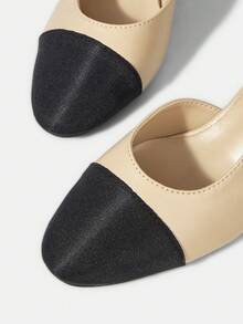 MOTF WOMEN SHOES NEW EUROPEAN AND AMERICAN STYLE SIDE AIR SPLICING ROUND TOE MEDIUM THICK HEEL SHOES, APRICOT VERSATILE, COMFORTABLE, CASUAL, ELEGANT AND FASHIONABLE CLASSIC HIGH HEELS FALL SHOES - Meat apricot - View 4
