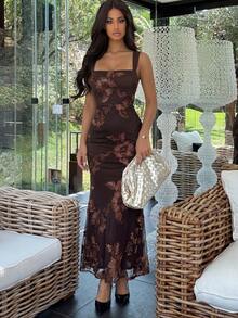 Ronhire Women's Sequin Decorated Long Dress, Fashionable - Coffee - View 4