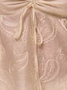 MUSERA Off-The-Shoulder Woven Ruching Floaty Top Summer Holiday Vacation Beach Ibiza Cute Festival Elegant Cherry Moon Mothers Day Luxury - Apricot - View 6
