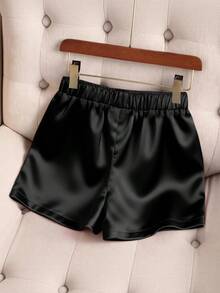 Franclia Petite Quần short kaki mỏng, cạp chun, thích hợp mặc đi làm và dã ngoại cho nữ, kiểu dáng thanh lịch, thích hợp cho mùa xuân/hè. - màu đen - Xem 2