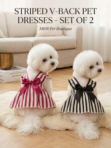 PETSIN 1 Vestido de princesa a rayas blancas y negras con estilo francés para mascotas, adecuado para perros y gatos pequeños y medianos para uso en interiores y exteriores en primavera y verano. - Multicolor - Ver 2