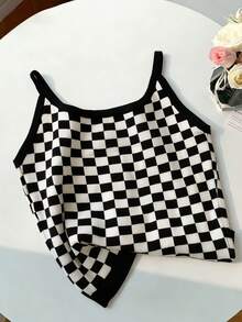 GlowEve Women Checkered Casual Versatile Daily Wear Camisole Top - Multicolor - View 2