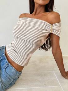 Aloruh Women's Asymmetrical Off-Shoulder Knit Top,Summer Top - Black - View 11