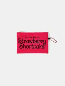 Strawberry Shortcake X SHEIN 時尚圖案可摺疊輕量印花托特包，購物袋，便攜式單肩包，卡片收納袋，購物旅行外出購物等 - 玫粉色 - 查看 5