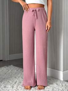 EURMUSE Bộ đồ ngủ nữ 100% cotton, 2 món, chất liệu dệt kim trơn, thích hợp mặc ở nhà. - Nhiều màu - Xem 10